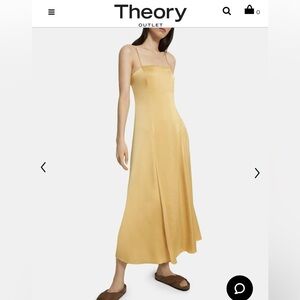THEORY Cami Midi Dress in Crushed Satin. Size 4